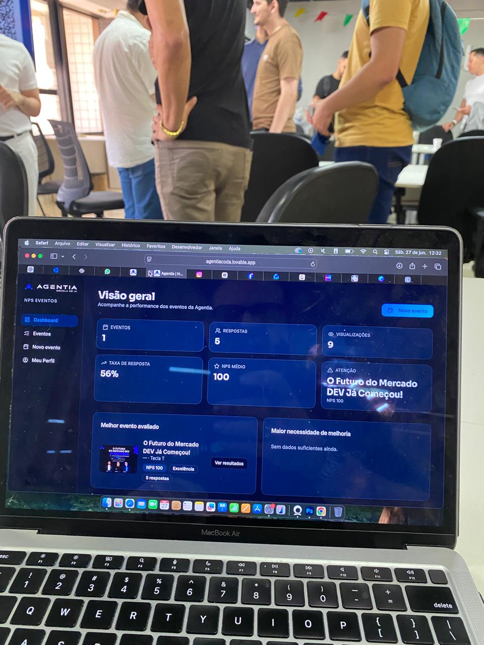 Dashboard Let's Insights exibido durante evento ao vivo